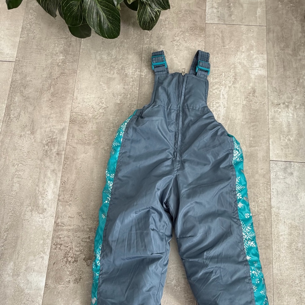 Gray and Teal Kids Snow Pants